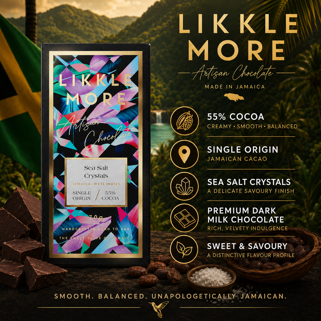 55% Dark Milk Chocolate Sea Salt Crystals | Single-Origin Jamaican Chocolate
