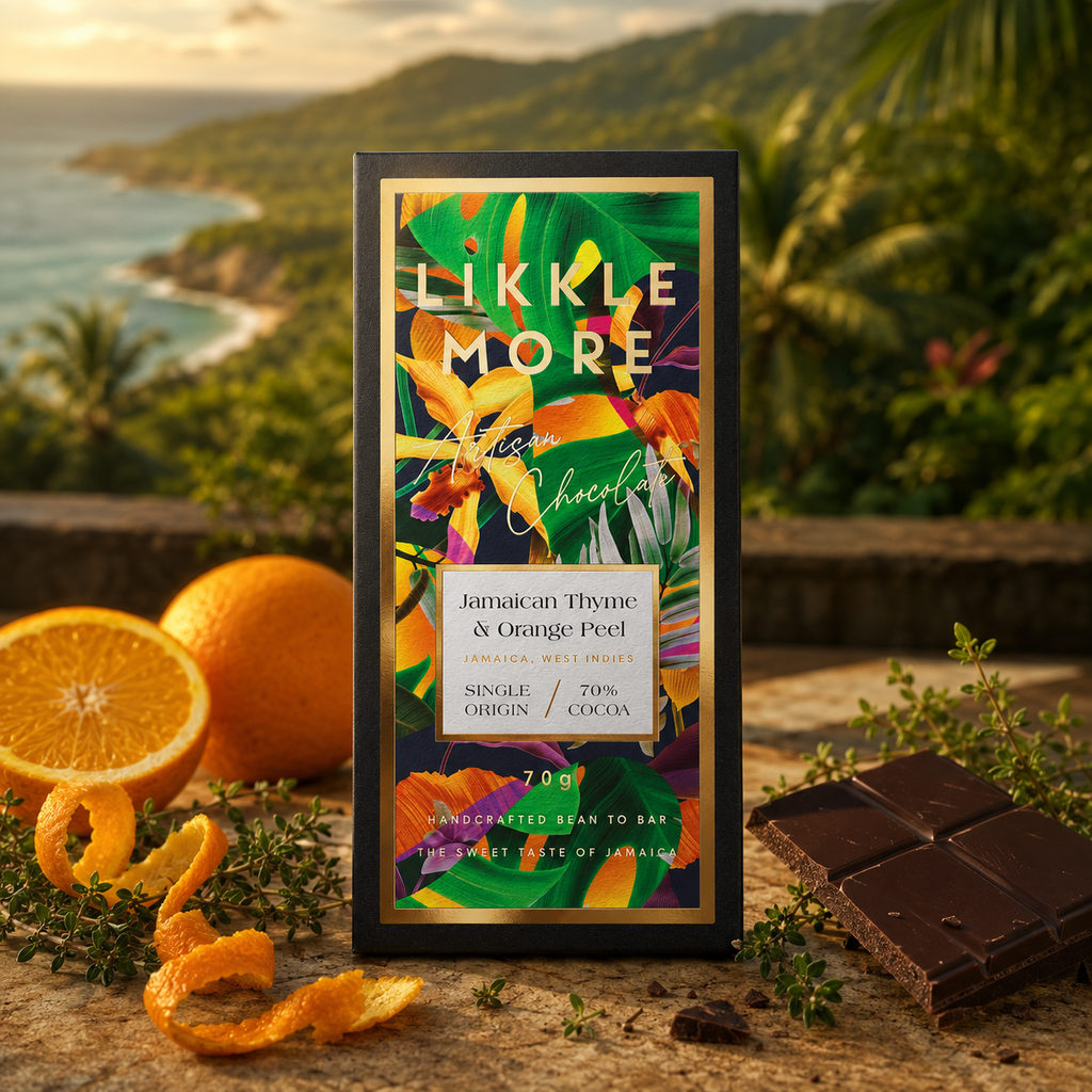 70% Dark Chocolate with Jamaican Thyme & Candied Orange Peel | Single-Origin Jamaican Vegan Chocolate | Award-Winning