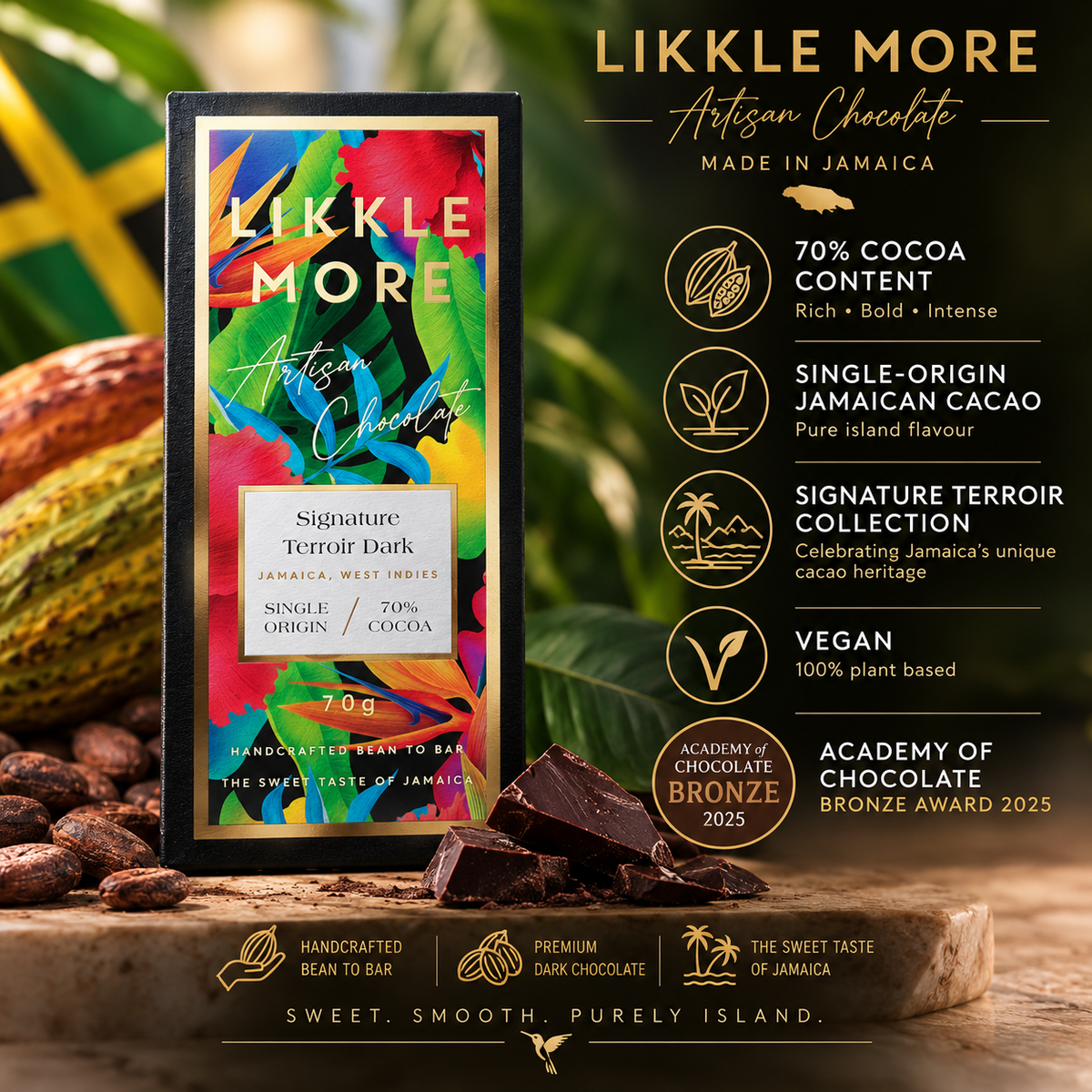 70% Signature Terroir Dark Chocolate | Single-Origin Jamaican Vegan Chocolate | Award-Winning