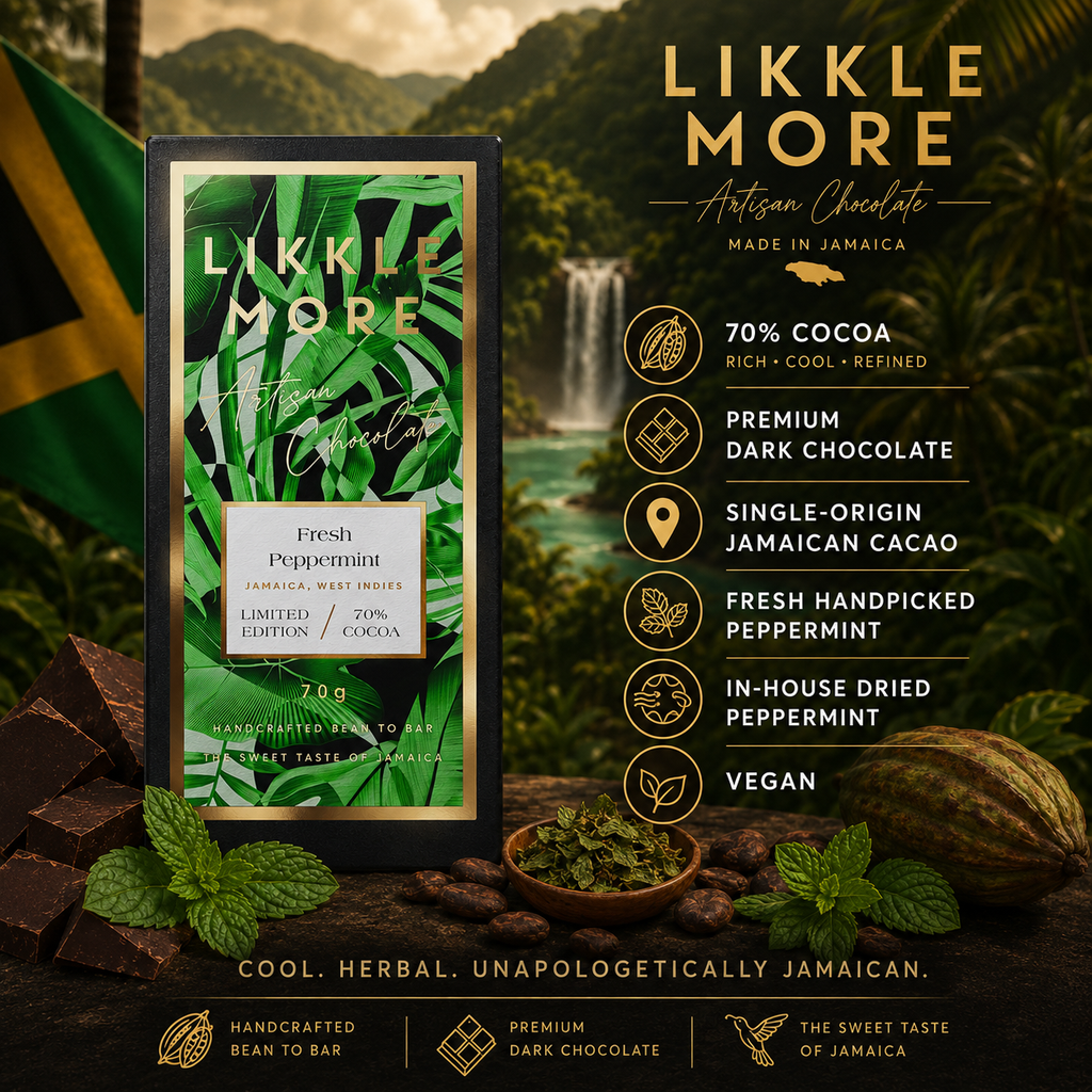 70% Dark Chocolate with Fresh Peppermint | Single-Origin Jamaican Vegan Chocolate