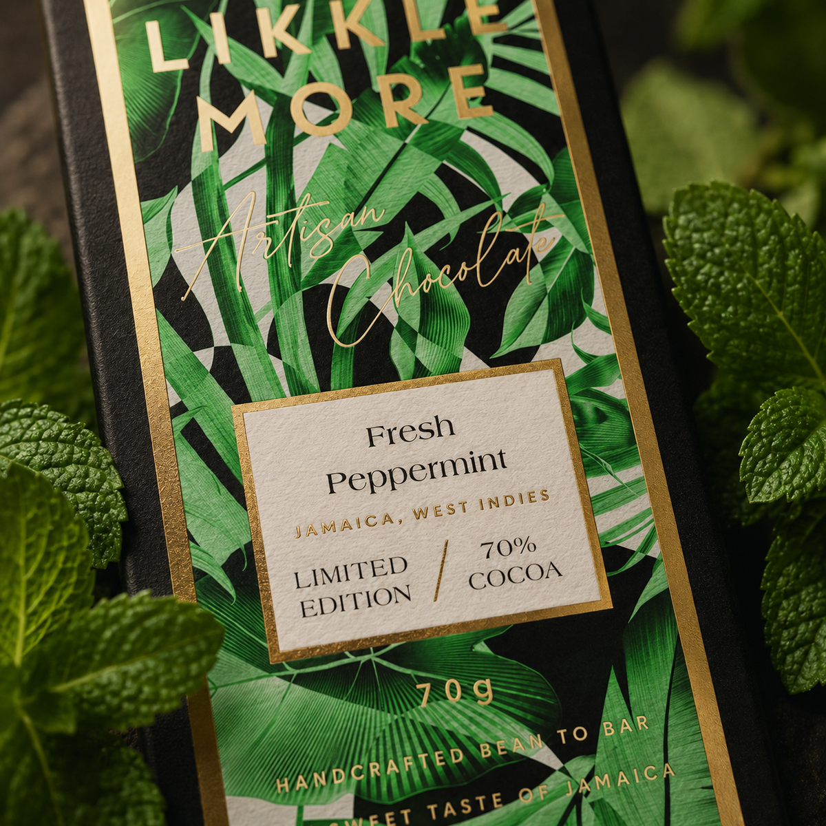 70% Dark Chocolate with Fresh Peppermint | Single-Origin Jamaican Vegan Chocolate