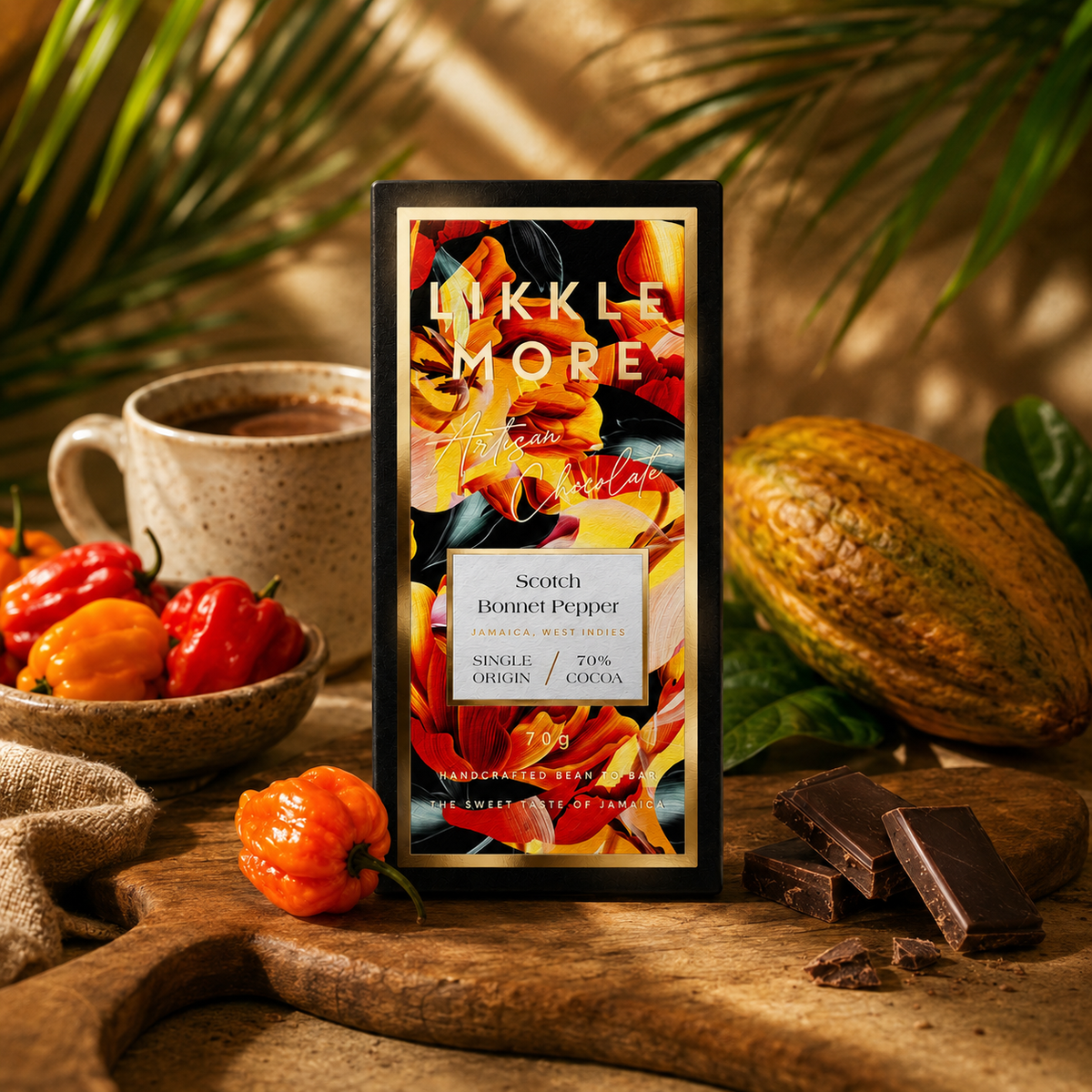 70% Dark Chocolate with Scotch Bonnet Pepper | Single-Origin Jamaican Vegan Chocolate | Award-Winning